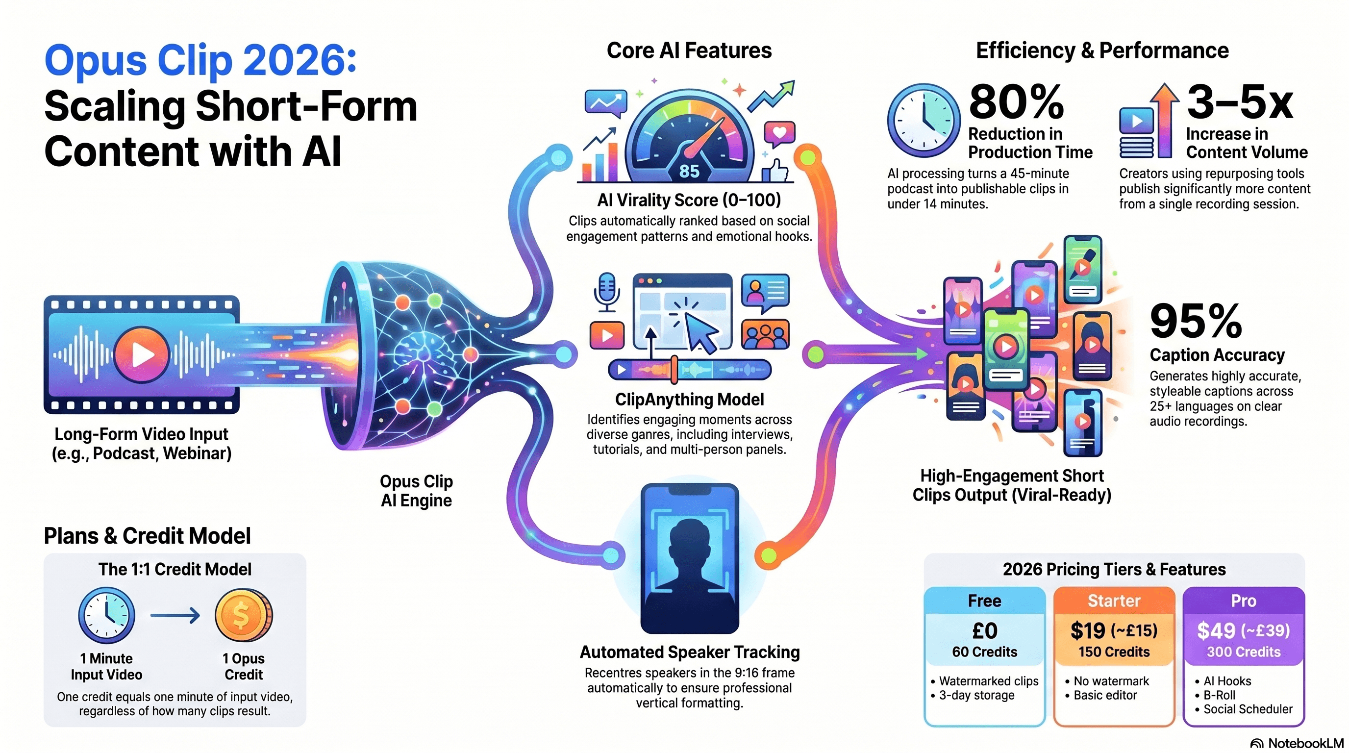 Opus Clip vs Vidyo.ai vs Captions.ai vs Submagic — full feature comparison 2026