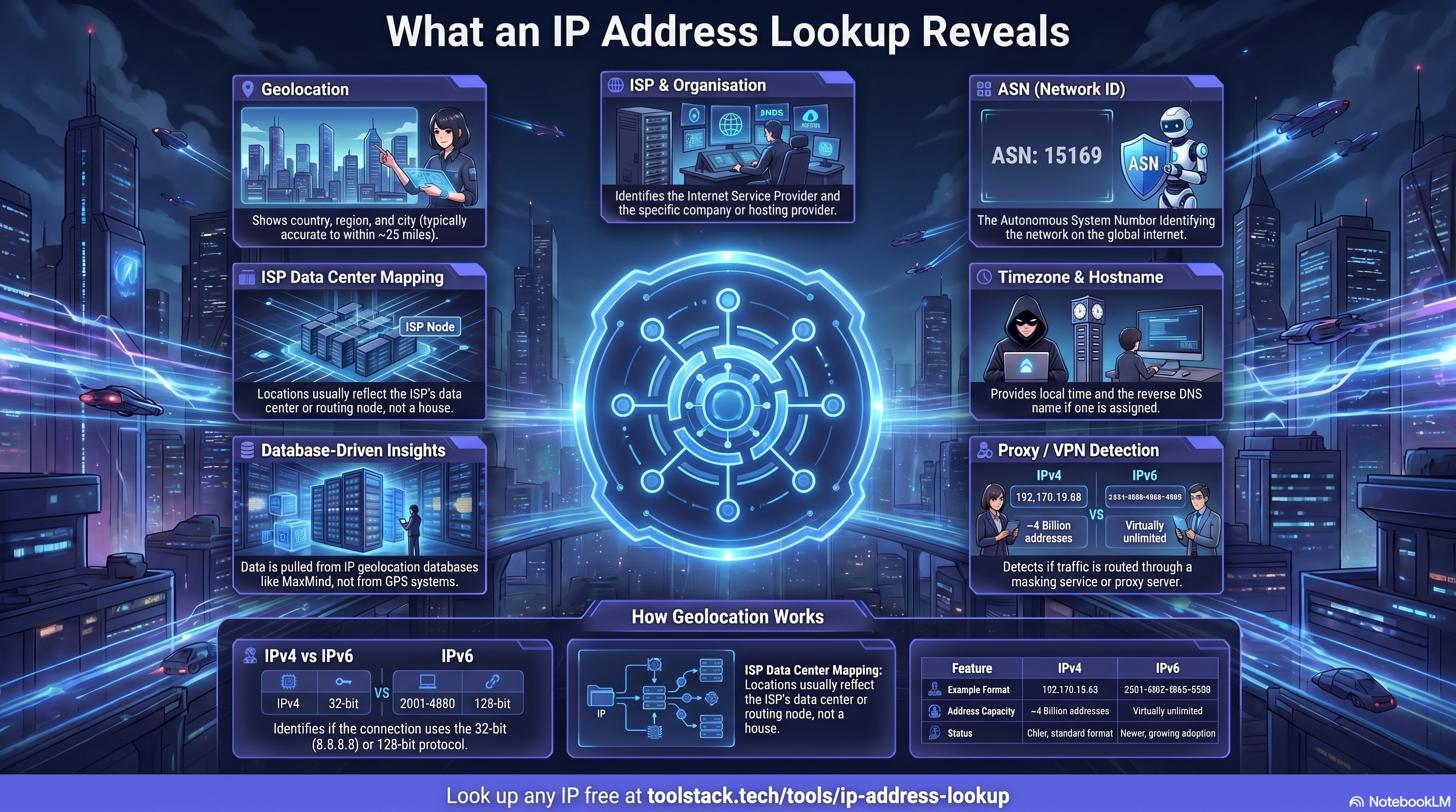 What an IP address lookup reveals — 8 data fields explained