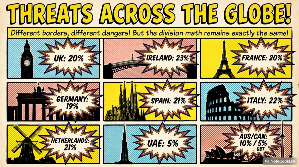 VAT and GST rates around the world — UK 20%, Ireland 23%, Germany 19%, UAE 5% and more