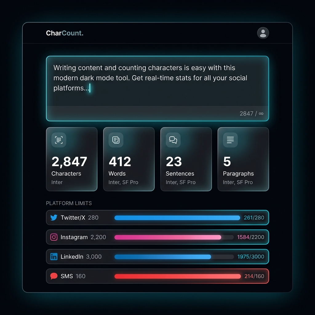 Character Counter interface preview