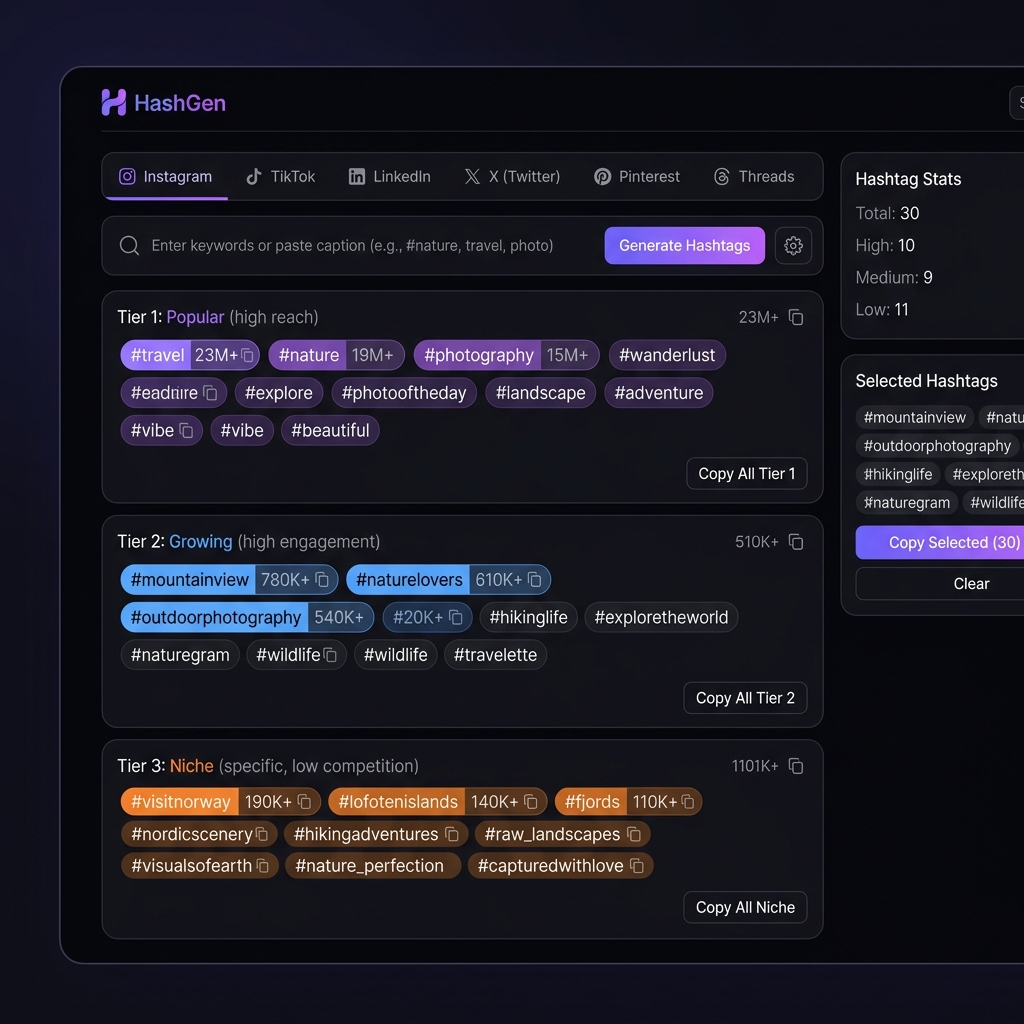 Hashtag Generator interface preview