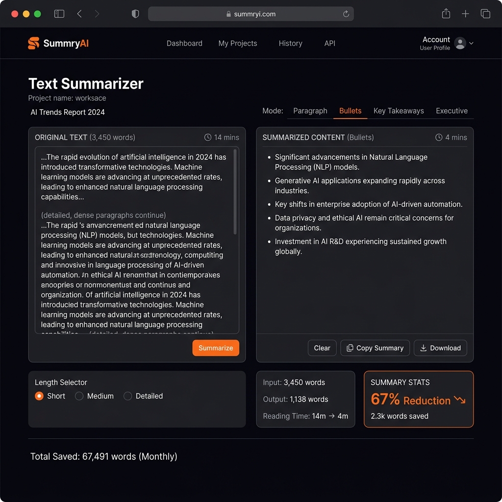 Text Summarizer interface preview